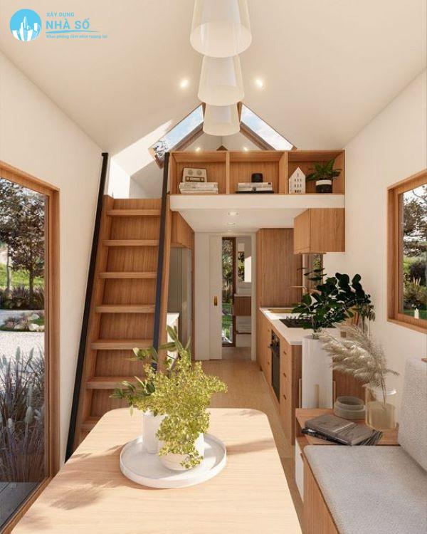 Mẫu nhà cấp 4 gác lửng mái thái 5x20 hiện đại