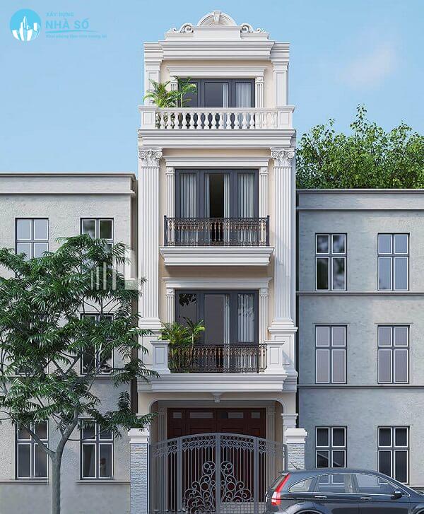 Mẫu nhà phố 4 tầng tân cổ điển phong cách