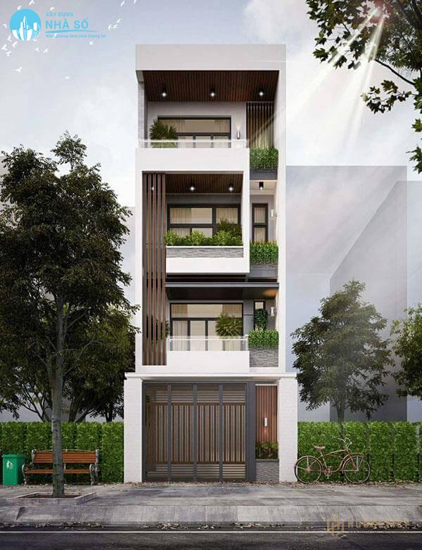 Mẫu nhà phố 5 tầng mặt tiền 5m phong cách mới