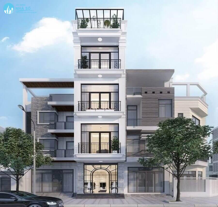 Mẫu nhà phố 5 tầng mặt tiền 5m sang trọng và tinh tế