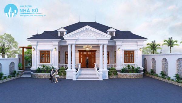 Mẫu biệt thự cổ điển 1 tầng tươi sáng