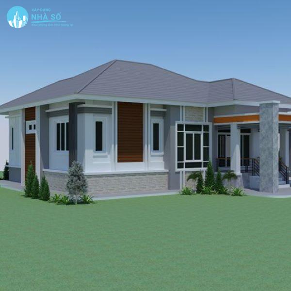 Mẫu biệt thự mini 1 tầng tươi sáng