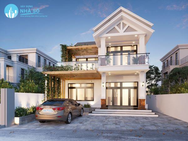 Mẫu biệt thự mini 2 tầng hài hòa