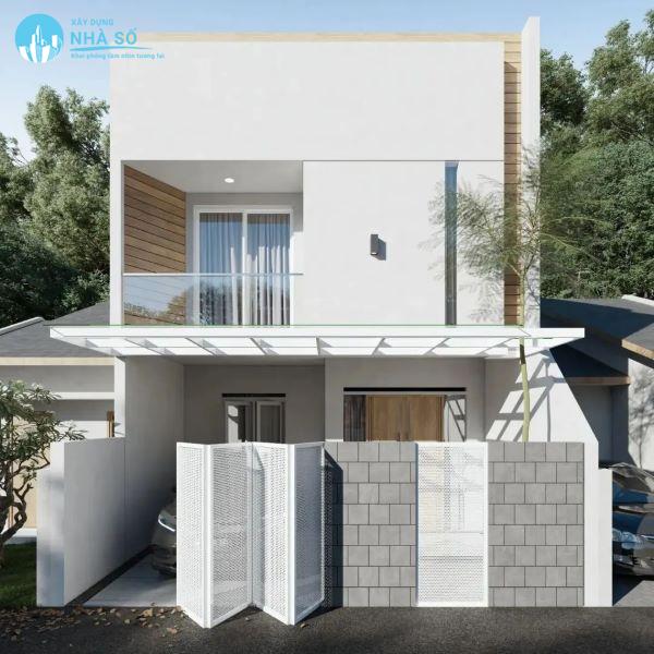 Mẫu biệt thự mini 2 tầng tươi sáng