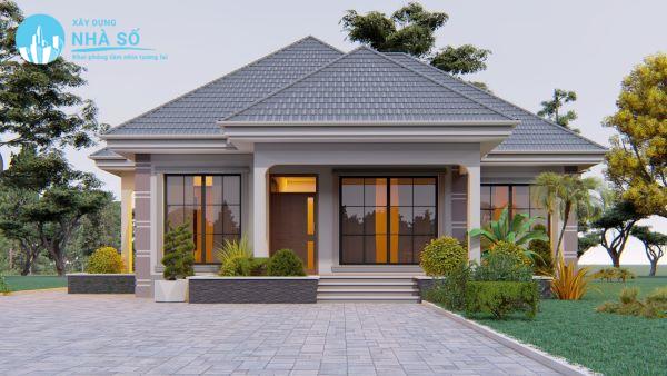 Mẫu biệt thự nhà vườn 1 tầng theo tone trầm