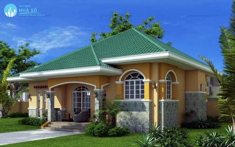 Mẫu biệt thự nhà vườn 1 tầng tươi sáng