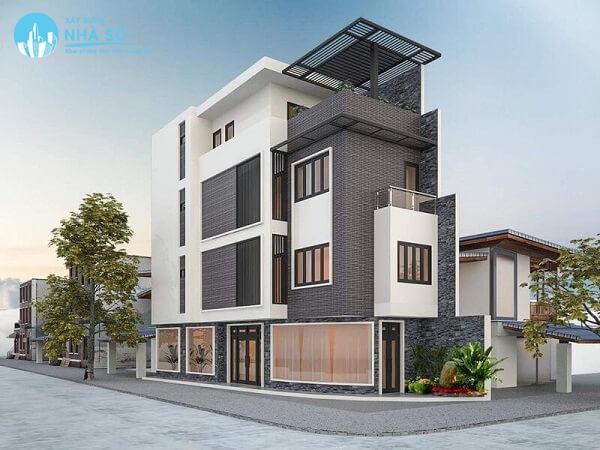Mẫu nhà phố 2 mặt tiền 2 tầng phóng khoáng
