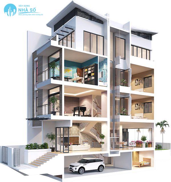 Mẫu nhà phố có tầng hầm đẹp