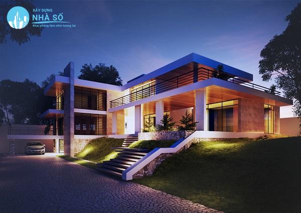 Mẫu biệt thự mái bằng độc đáo và tiện nghi
