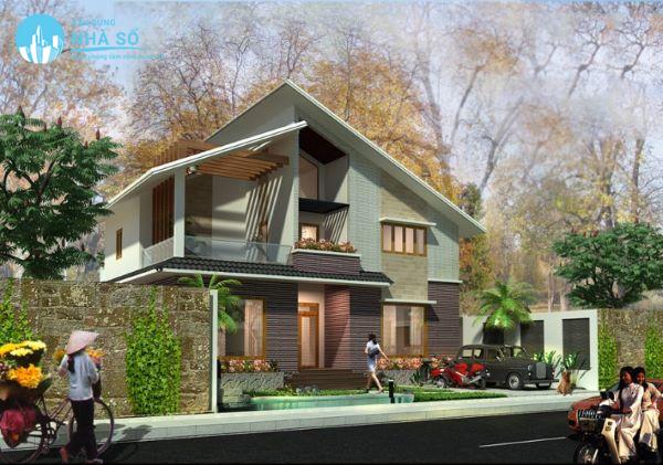 Mái lệch nhà biệt thự đơn giản