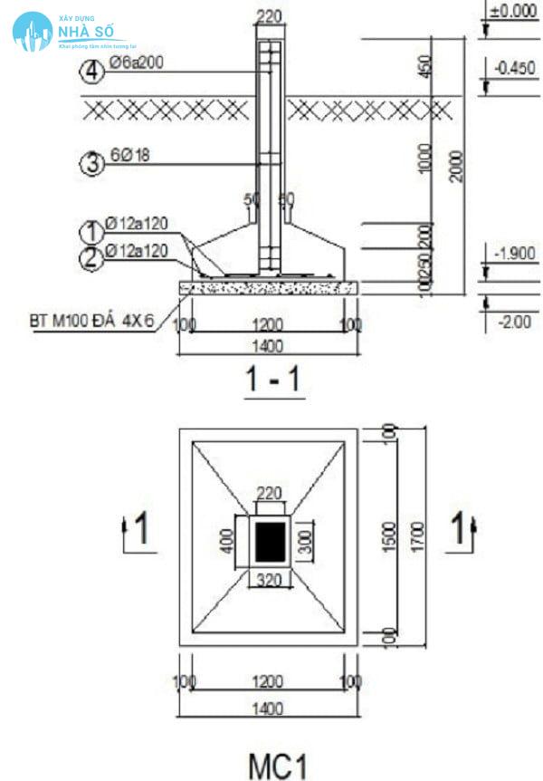 Tiêu chuẩn của nhà 2 tầng móng đơn