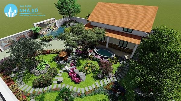 Mẫu thiết kế sân vườn nông thôn hiện đại