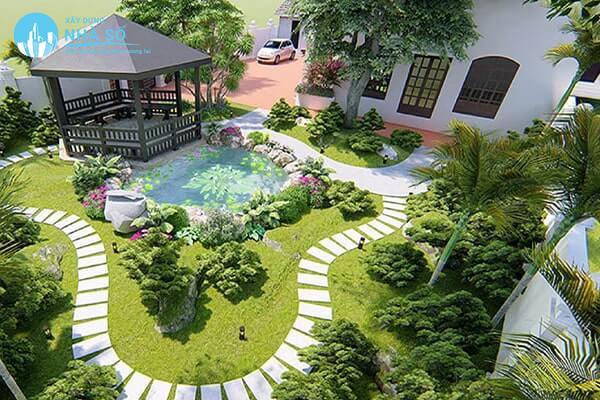 Mẫu thiết kế sân vườn biệt thự với không gian thoáng mát và đẹp