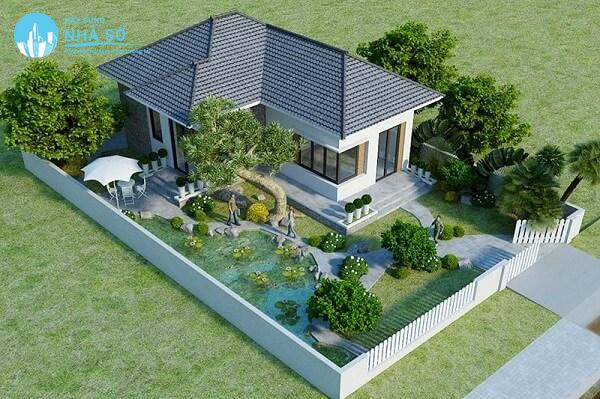 Thiết kế sân vườn nhà cấp 4 không gian rộng rải thoải mái