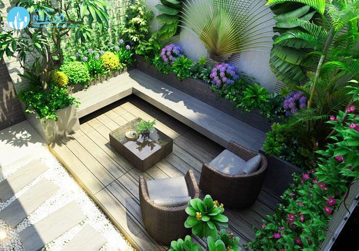 Mẫu thiết kế sân vườn mini hiện đại
